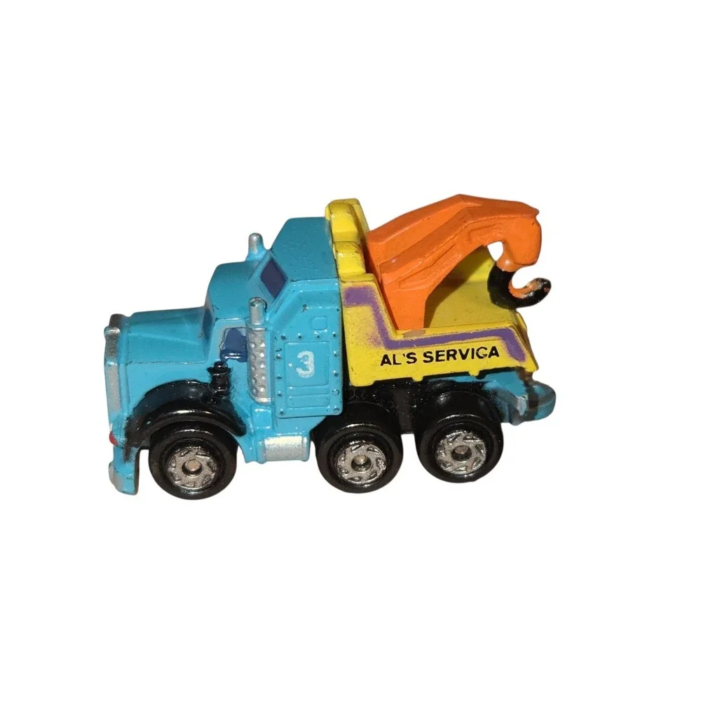 1989 Galoob Micro Machines Al's Service Tow Truck Blue, Yellow And Orange